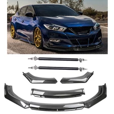 Front Bumper Lip Splitter Spoiler For Nissan Maxima Carbon Fiber Strut Rods