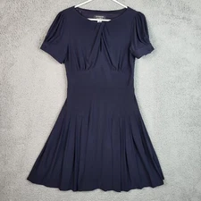 Essentials by A.B.S Navy blue pleated short sleeve Women's Dress Size XS