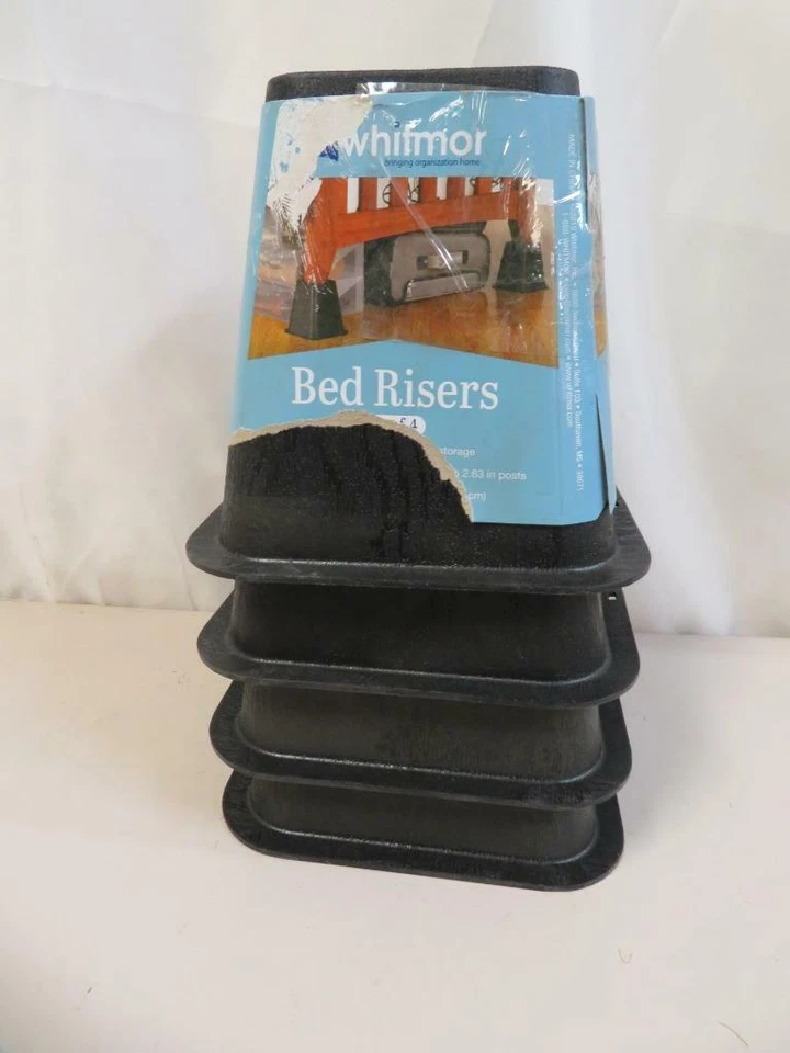 Elevadores de cama de plástico negro Whitmor (juego de 4) almacenamiento debajo de la cama agrega 5,25" de altura Foto 4 de 4