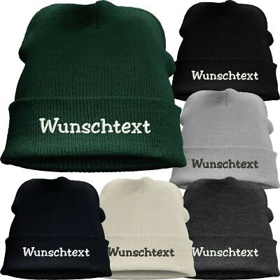 NASHVILLE PRINT FACTORY Warme Strickmütze GRATIS bestickt mit Wunschtext Leisure Beanie Mütze NEU