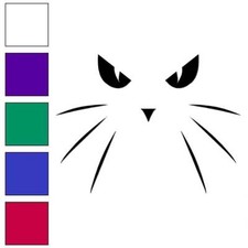 Cat Whiskers Face, Vinyl Decal Sticker, Multiple Colors Sizes 7137