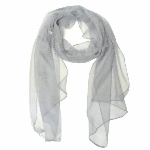 Wrapables Solid Color 100% Silk Long Scarf, Gray - Picture 1 of 5