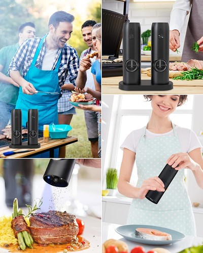 2PCS Electric Salt And Pepper Grinder Set, Rechargeable Salt & Pepper Mill NEW - Picture 12 of 18