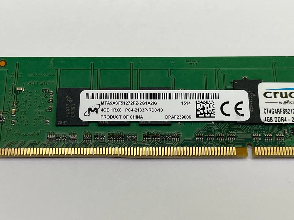 CT4G4RFS8213.9FA2 Crucial 4GB PC4-2133P 1Rx8 Registered ECC DIMM Memory Module - Image 2 of 4
