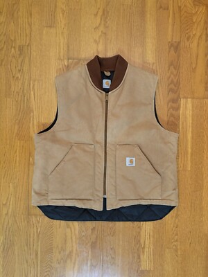 トップス mooo00s' Carhartt duck vest vintage 00s Carhartt Tan Quilt Lined Duck Vest Jacket Size XL | eBay