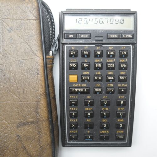 Vtg HP-41C Calculator Hewlett Packard W/ Manuals & box & memory module New batts