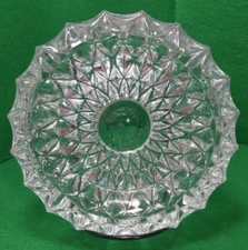 Vintage Round HEAVY Crystal Cut Glass Diamond Point Cigar Ashtray 7" Diameter