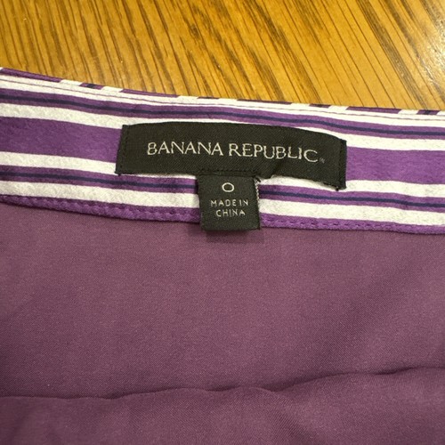 Banana Republic Skirt Size 0 Asymetrical Hem Purple White Striped Career - Picture 4 of 6