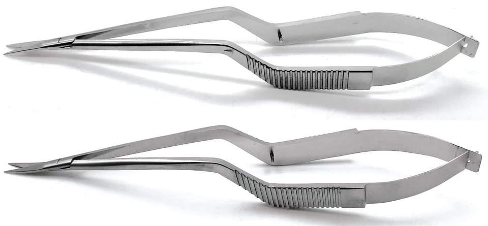 Micro Scissors 7.5" Yasargil Sharp/Sharp Straight & Curved Surgical Set of 2 - Image 2 of 4