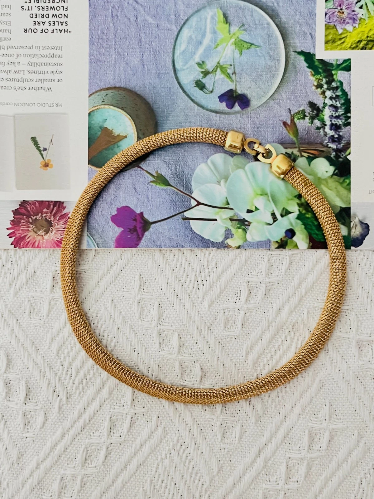 Christian Dior Vintage anni 70 Unisex Maglia Tessuto Serpente Omega Collana Grossa Oro