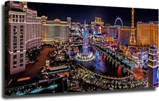 Las Vegas Night View Nevada Landmarks Poster Canvas Print Painting Picture