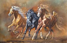 Ceramic Tile Mural Kitchen Backsplash - High Spirited - Horses / Stallions