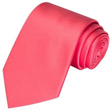 63'' XL Tie Mens Extra Long Solid Satin Necktie For Big And Tall Men Coral Reef