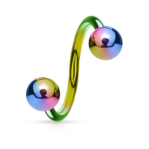 (2pc) 14g (1.6mm) Spiral Twist Curved Barbell Titanium Anodized (11mm diameter) - Picture 2 of 7