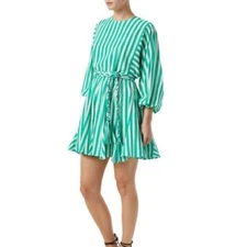 $495 NWT Rhode Green and White Ella Curacao Striped Dress Sz S