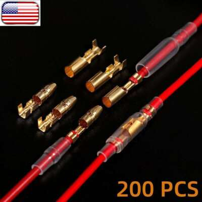 #ad 200PCS Insulated Bullet Terminals Female Male Crimp Wire Cable Connectors 4.0mm $11.99