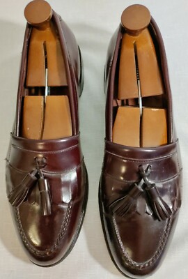 Men Allen Edmonds Burgundy Leather Newport Loafers Dress  display picture 3