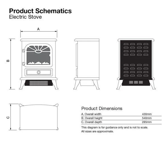Focal Point Electric Stove Fire Es2000 choose - Cream, Black, Grey or  Burgundy | eBay