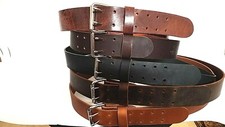 MENS WATER BUFFALO LEATHER BELT,2"w HEAVY DUTY 2 PRONG ROLLER BUCKLE BY BRADLEY