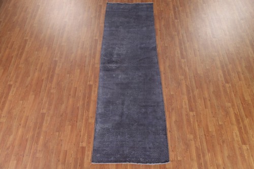 Vintage Purple Over-Dyed Handmade Wool 11 ft Runner Rug Hallway Carpet 3x11 - Picture 20 of 24