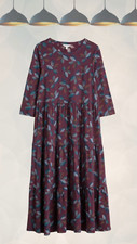 Ex Seasalt Women?s ¾ Sleeve Airy Stroke Lines Dress in Purple Layere Line