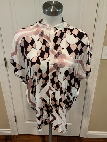 Zero + Maria Cornejo Pink Purple White Venetian Marie Shirt Size 2 NWT $525