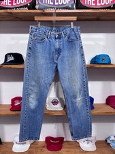 Vintage 90s Levi's 505 Regular Fit Straight Medium Wash Blue Denim Jeans 36x32