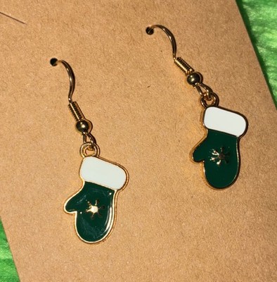 Mitten Shaped Earrings. Unique, Party, Winter, Festive, Holidays, Snowflake