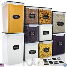 VERONES 10 Pack Large Tall Airtight Food Storage Containers, Plastic Canisters