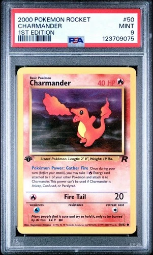2000 Pokemon 1st Edition Team Rocket 50 Charmander PSA 9 MINT Free Ship NEW CERT