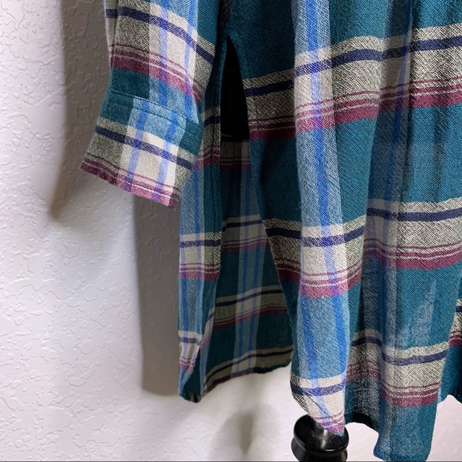 Anthropologie Akemi + Kin Lucie blue green plaid button down tunic size XS image 6