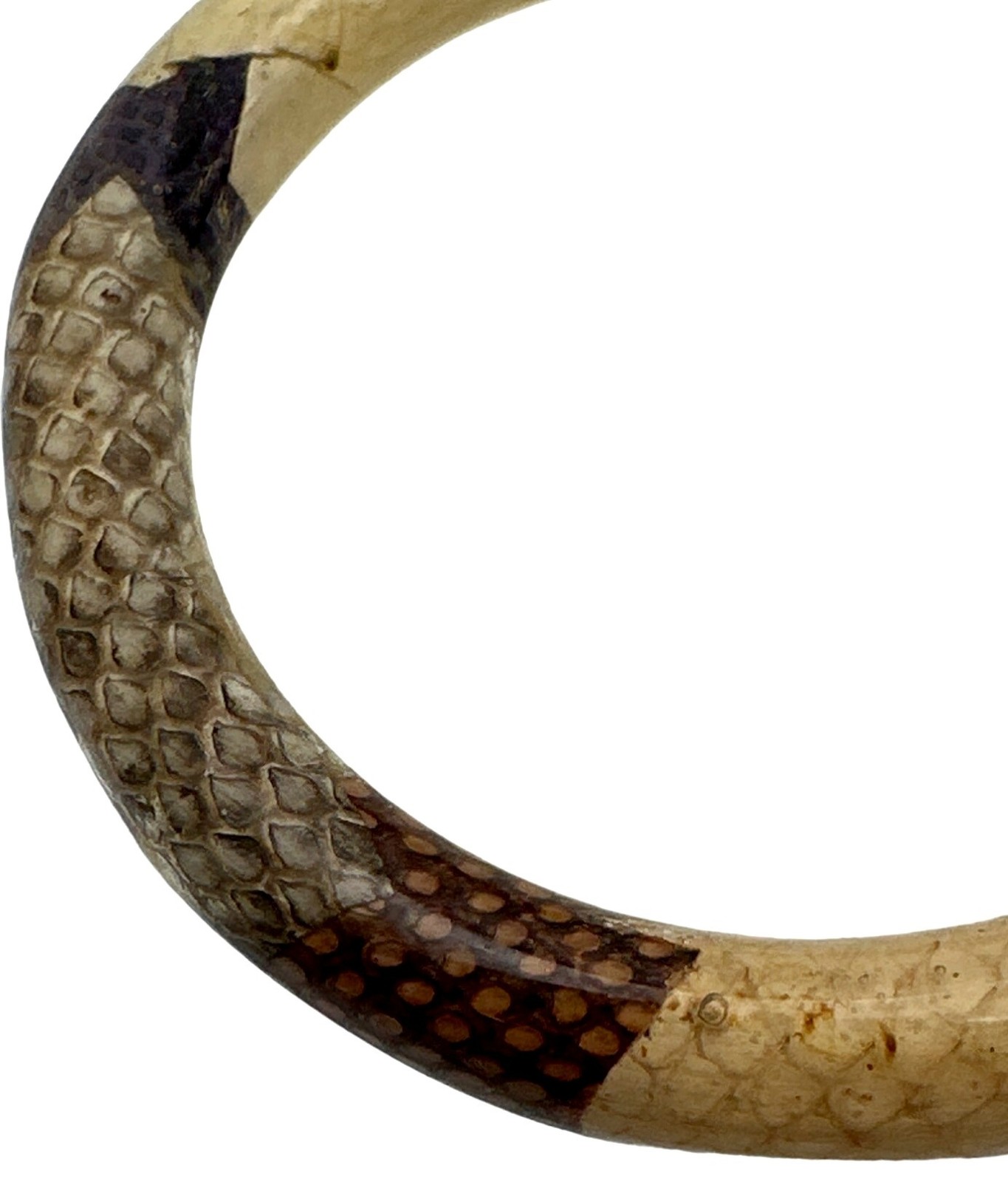 Vintage Patchwork Snakeskin Bangle Bracelet Lucit… - image 4