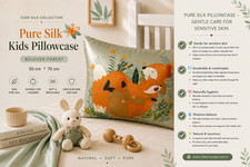 The Vibe Concept Cute Fox 19 Momme Mulberry Silk Kids Pillowcase 20x28in