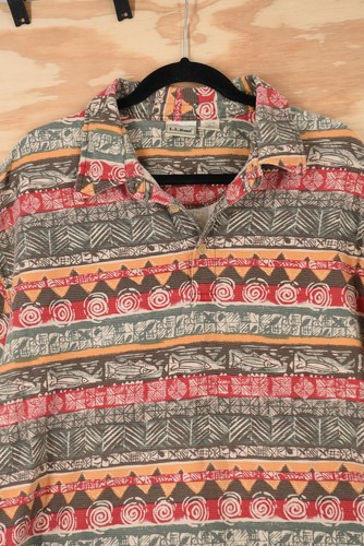 L.L. BEAN Hawaiian Tropical Tribal Multi Print Polo Shirt Mens XL - Picture 5 of 12