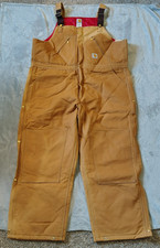 NWT Carhartt Bib Overalls Men's 46x30 Quilt Lined Red Biberalls Farmer R38 BRN
