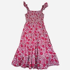 Vineyard Vines Kentucky Derby Dress Womens M Floral Flutter Sleeve Smocked Midi