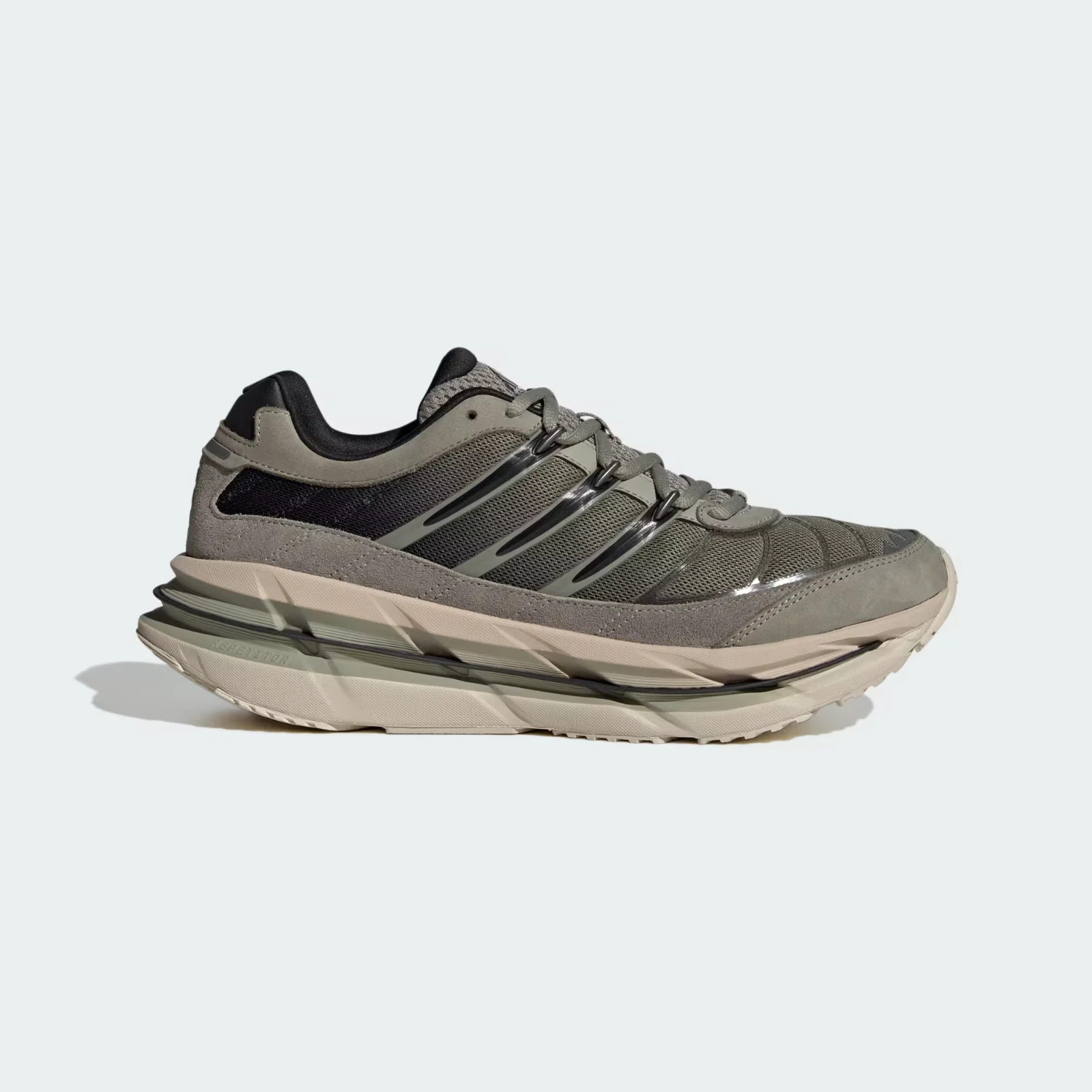 adidas Originals Adistar Hrmy Running Shoes in Silver Pebble/Core Black/Olive