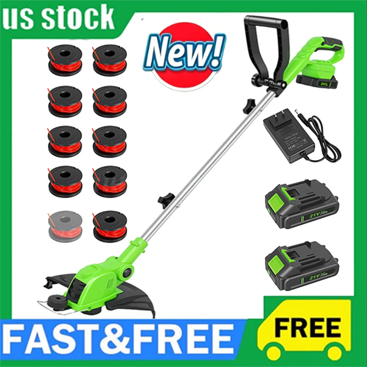 Kit Cortadora De Césped Inalámbrica 24V - Desbrozadora Eléctrica Con Batería, Recortadora De Borde Y Seto, 8500r/min