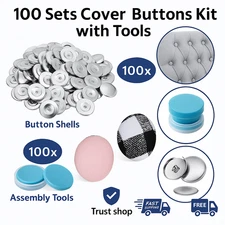 Cover Button Kit with Tools, 100 Sets 1.5"