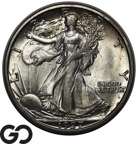 1927-S Walking Liberty Half Dollar, RARE This Nice Gem BU++ Key Date Low Mintage