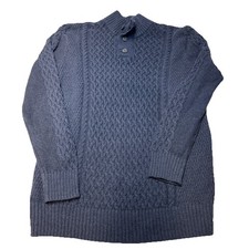 Cat Jack Boys 1/3 Button-up Cable Knit Pullover Sweater Cream Tweed 5T