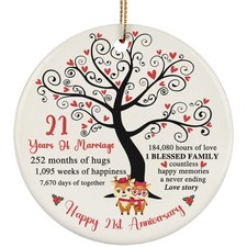 21 Years Love Story Ornament Happy 21st Anniversary Deer Couple Christmas Gift