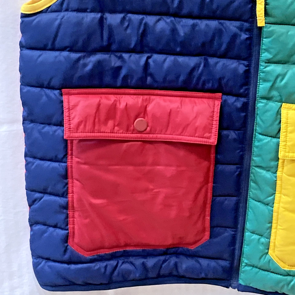 Tommy Hilfiger Chaleco Para Hombres Talla L Amarillo Bloque de Color Cremallera Completa Puffer Bolsillo Aislado Foto 3 de 4