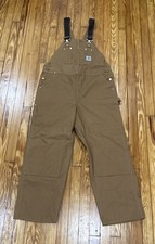 NEW Carhartt Overalls Mens 42x32 R01 Double Knee Bib Duck Brown Canvas Brown Vtg
