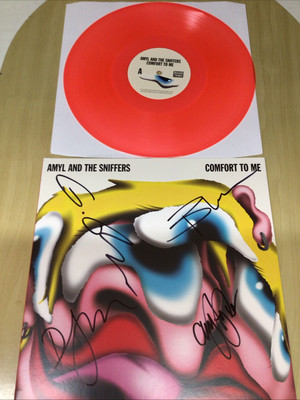 SIGNIERT-AMYL AND THE SNIFFERS-LP ROMER RED VINYL-COMFORT TO ME-AUTOGRAPHED SLV-MU