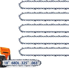 5 Pack 18 Inch Chainsaw Chains Fits Stihl .325" Pitch .063" Gauge 68 Drive Links