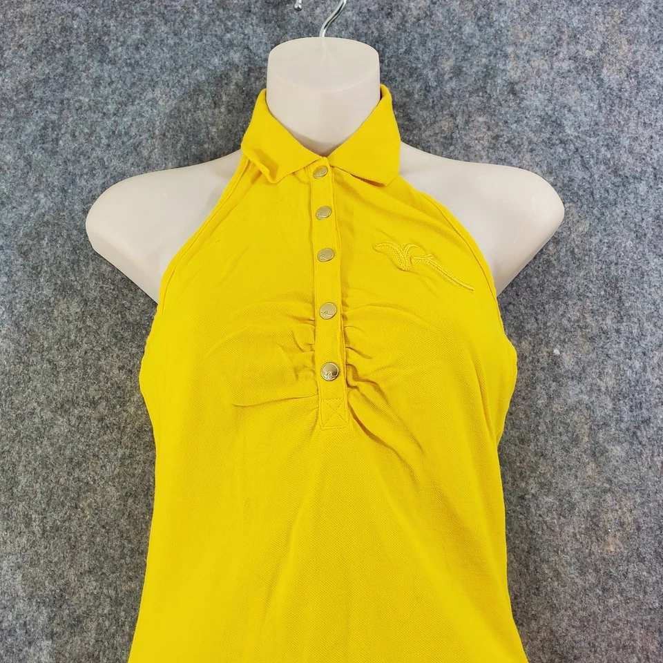 Rocawear с бретелью через шею поло Топ женщин маленький желтый воротник вышитый без рукавов - Изображение 4 из 4