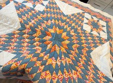 Vintage Star Pattern Quilt Full/Queen 72x83 Stunning Handmade Muslin Medium Bat
