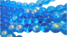 Czech Glass Iridescent Aqua AB Beads Round 8mm Qty:21