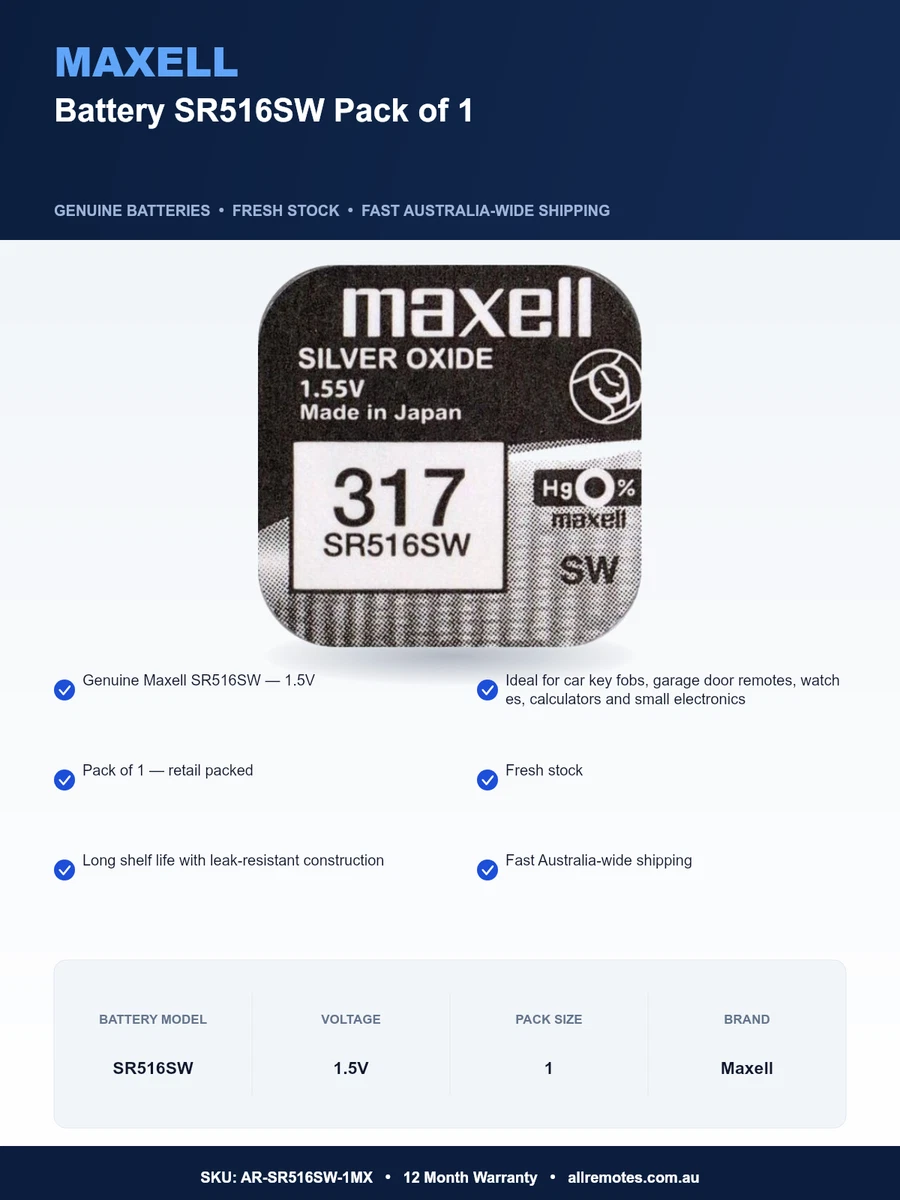 Maxell Battery SR516SW Pack of 1